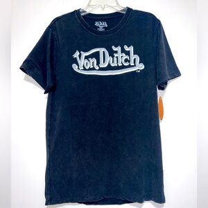 New Von Dutch Logo Eyeball Wings Ascend Next Level Men's Size M Black Shirt NWT